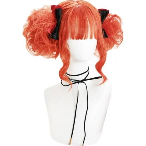 Little Witch Girls Lolita Orange Cos Curly Wigs Halloween Perm Short Hair Cosplay New 2021 toilet bound hanako kun