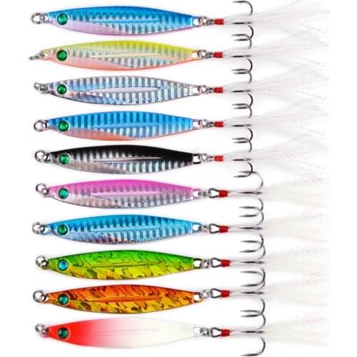 10 pcs Metal Casting Jig Spoon Fishing Lure 7 g - 40g Jigging Lead Winter Ice Sea Bass Fishing Lures Saltwater Fishing Tackle