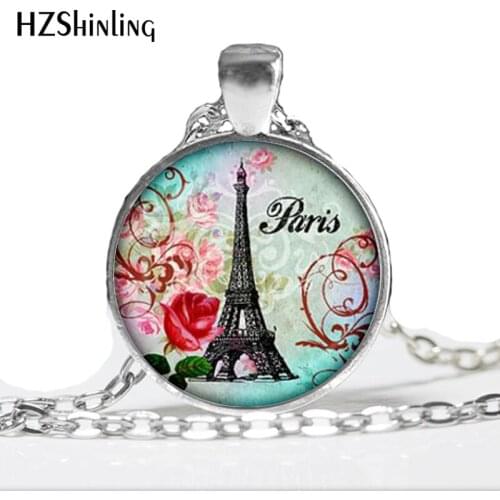 Eiffel Tower glass pendant necklaces charms paris glass dome Round chain pendant necklace for women jewelry 2017 A-103 HZ1