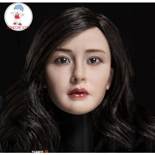 THREEQ 1/6 XD005A Asian Beautiful Female Head Sculpt Yang Mi Head Carved Model for 12 Inches Action Figure Body