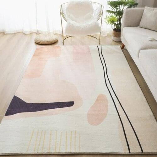 Nordic Thick Soft Rug Cotton Blending Carpet Bedroom Rug Fluffy Large Modern Living Room Abstract Ink Carpet Cute Bedside Rug