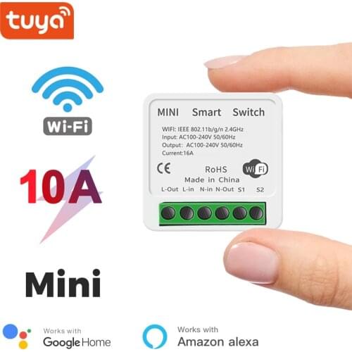 Tuya WIFi Mini 2 Way on-off Switch, Tuya Smart Breaker, Stair Dual Control Switch, Compatible With Alexa and Google Home