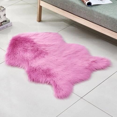Shaggy Carpet for Living Room Faux Fur Sheepskin Rug Anti-slip Carpet Bedroom Office Seat Cushion 60x90cm