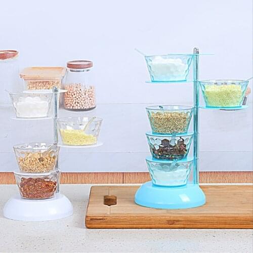 Rotatable Four-Layer Seasoning Storage Box Vertical Seasoning Box Kitchen Seasoning Rack Combination Salt Shaker Kitchen Tools