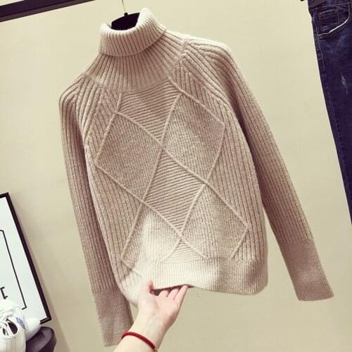 Turtleneck Women Winter Sweater Female 2020 Long Sleeve Knitted Femmen Short Sweaters And Pullovers Basic Tops LX1580 s