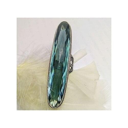 Womens Fashion 925 Silver Color Ring Elegant Luxury Green Gemstone Jewelry Wedding Engagement Party Ring Size 5-11