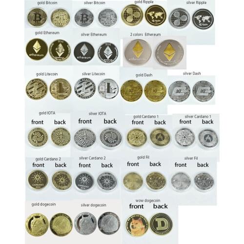 18 Designs Gold Bitcoin Coin Litecoin BTC Eth XRP Dash Crypto Collection Metal coin