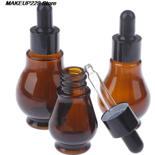 10/20/30/ml Amber Glass Dropper Bottle Essential Oil Perfume Pipette Bottles Refillable Empty Container 1PC