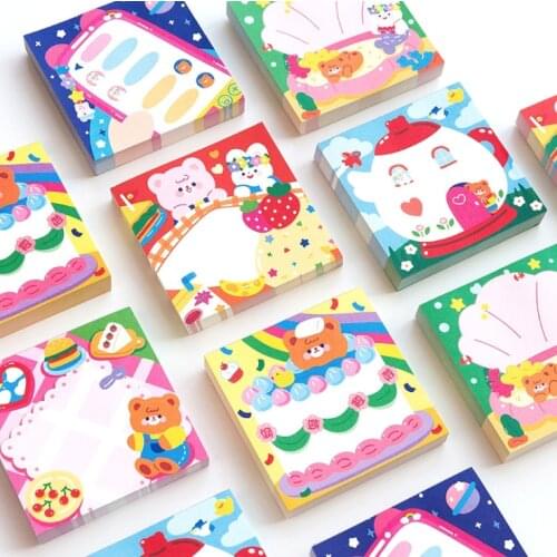 100Sheets Lovely Bears Daily Life Writing Paper Sticky Memo Pad Message Notes Decorative Notepad PaperStationery Office Supplies