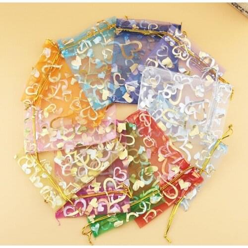 100pcs/lot Wholesale Organza Bags Wedding Pouches Jewelry Packaging Bags Nice Gift Bag Mix Colors DropShip
