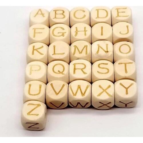 26pcs capital letters 12mm diamonds wooden beads diy jewelry accessories