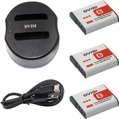 3 Pcs 1.3Ah NP-BG1 NP BG1 Camera Batteries+USB Charger for SONY Cyber-shot DSC-H3 DSC-H7 DSC-H9 DSC-H10 DSC-H20 DSC-H50 DSC-H55