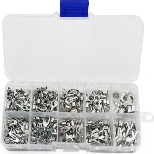 320PCS 10 values Ring Fork U-type Brass Cable Wire Connector Crimp Spade Terminals Assorted set Kit+box
