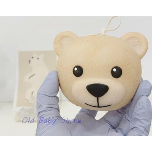 3D Large Bear Candle Silicone Mold Aromatherapy Candle Making Bear Head Candle Handmade Soap Mold Korean Candle