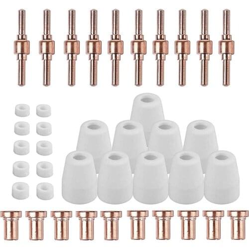 40PCS Set of 40 long tip electrodes and red copper nozzles for cutting 40 / CUT 50 PT31 LG40 40A (Touch ARC cutting consumables)