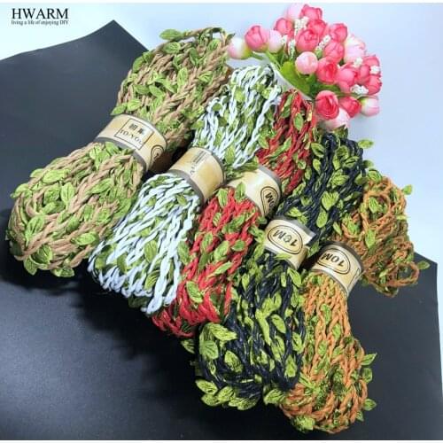 5pcs 50m wedding christmas Green leaf wax rope lace ribbon clothing shoes decoration DIY party favors rope bouquet binding rope