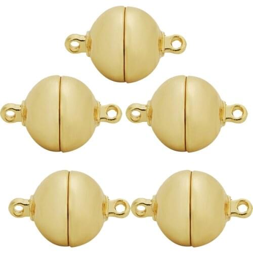 5pieces Assorted Color Round Ball Brass Magnetic Snap Clasps Jewelry Making Findings
