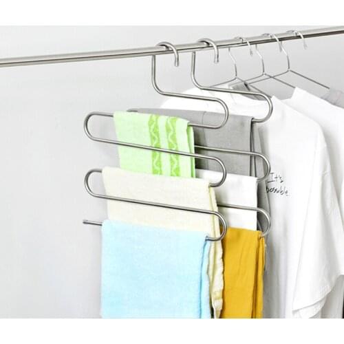 5 in 1 Pant Rack Hanger for Clothes Organizer Multifunction Shelves Closet Storage Organizer StainlessSteel Magic Trouser Hanger