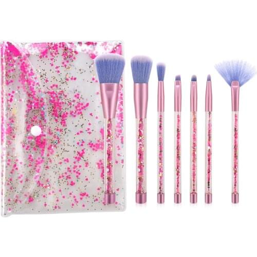 7Pcs Crystal Blue Transparent Handle Purple Tube Eye Makeup Brush Set Blooming Outline Tool To Create A Refined Look #LR1