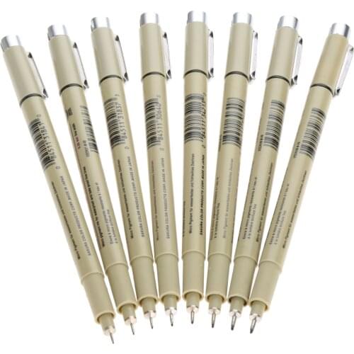 8PCS/set 0.-1mm Black Ink Fine Line Pen Fine Tip Inking Pens For Drawing Archival Ink Pen Fineliner Sketching Pens for Writing