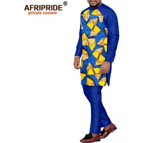 African Traditional Clothing for Men Dashiki Print Jacket and Ankara Pants 2 Piece Set Coats Blazer Plus Size Outfits A2116018