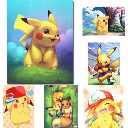Disney Diamond Painting Pikachu Poster Cross Stitch Kits Full Square/Round DIY Diamond Mosaic Diamond Embroidery Home Decor