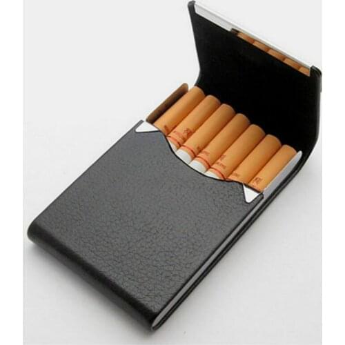 Aluminum Cigar Cigarette Case Tobacco Holder Pocket Box Storage Container Stainless Steel PU Card Smoking Case Accessories
