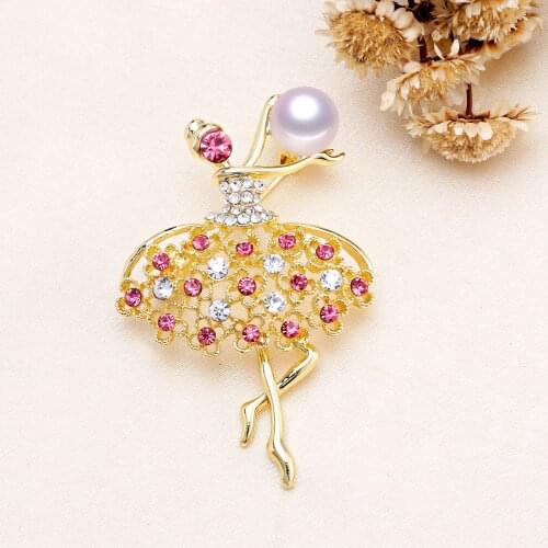 Dancing Girl Brooch Pin Mountings Base Findings Accessories Jewelry Settings Parts for Pearls Beads Jade Crystals Agate Coral