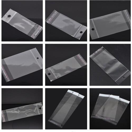DoreenBeads Plastic Self-Seal Bags Rectangle Transparent W/ Hang Hole Opp Pouch Sachet Beads Gift Bag Jewelry Packing,100/200PCs