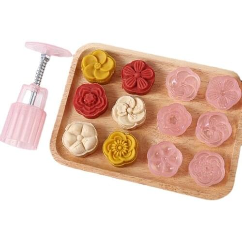 6 Style Flower Shaped Mooncake Moon Mold Tool Tools Cake Cutter Decorating Pastry Fondant Cookie Pressure Baking Hand