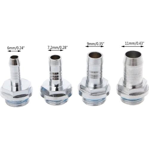 G1/4" Thread Brass Hose Connector For PC Water Cooling System OD 6/7.2/9/11mm 831D