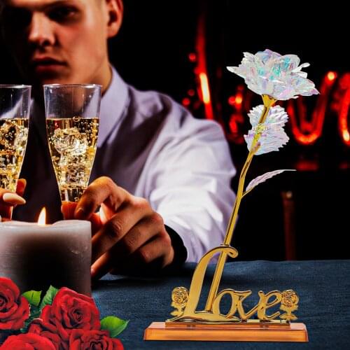 Hot 24k Gold Foil Rose Flower Artificial Rose Flower Bouquet Led Galaxy Rose Flower Valentines Day Gifts For Bedroom Home Decor