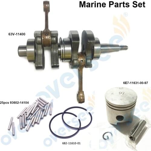 Marine Part Set Crankshaft Assy, Bearing Pins, Piston, STD For Yamaha 2 Stroke 9.9HP 15HP Outboard Motor Parsun Hidea 63V-11400