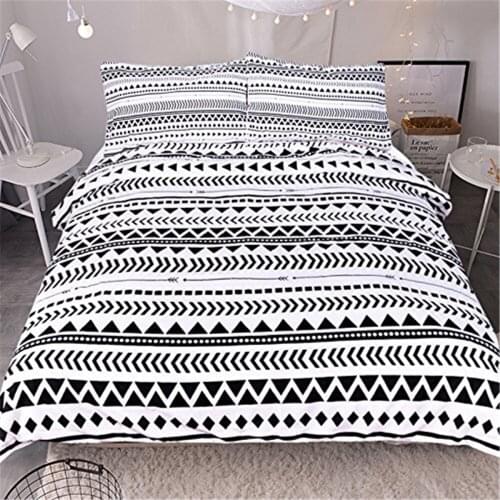 Free shipping black white triangle stripes 3pcs bedding set no bed sheet pościel sabanas twin full queen king size home textile