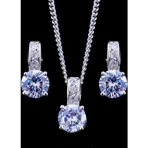 Emmaya Bridal Jewelry Sets Female Jewellery With Zircon Set of Earrings Pendant Necklaces Gift Party for Woman