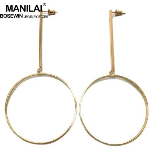 MANILAI 5cm Circle Alloy Big Drop Earrings For Women Accessories Punk Dangle Earrings New Statement Jewelry Bijoux Brincos