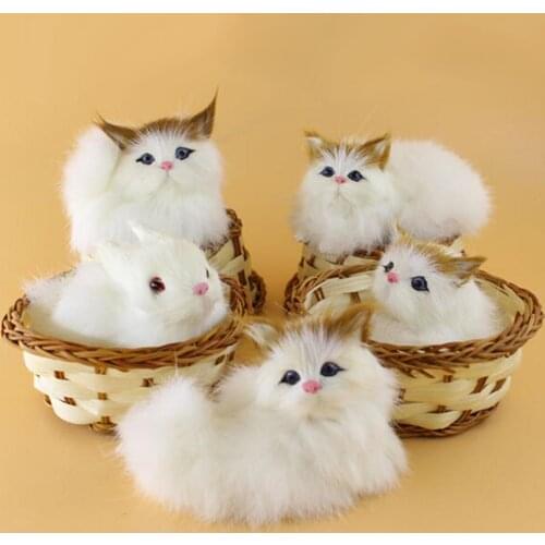 Lovely Cartoon Simulation Animal Doll Plush Mini Basket Cat Rabbit Dog Kids Xmas Toy Home Decor Tabletop Ornaments