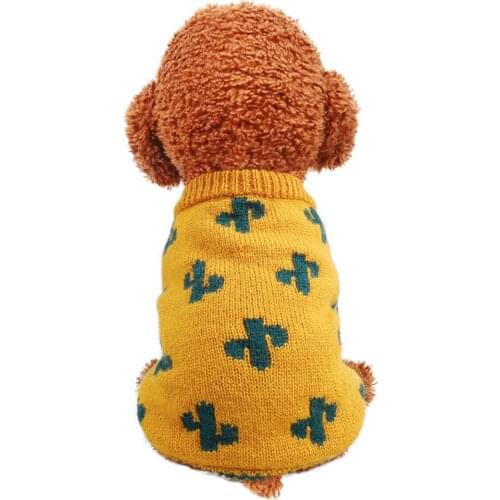 Cute Warm Cat Dog Knitted Sweater Winter Costume Puppy Autumn Winter Cactus Pattern Sweater Two-legged Dog Clothes Pet Costume
