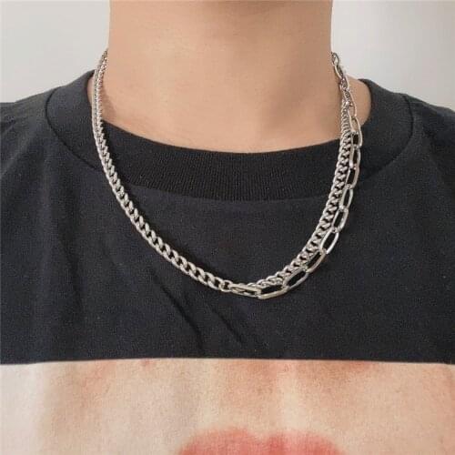 Fashion new double-layer titanium steel stainless steel necklace simple and popular men and women chain hot sale