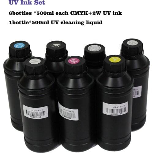 6+1 bottles Soft / Hard UV Currable Ink set For Epson for Roland for Mimaki Mutoh DX3 DX4 DX6 DX7 DX5 printhead UV Printer