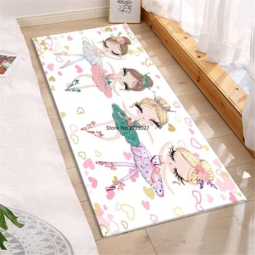 Cartoon Dancing Girl Floor Mat Childern Room Princess Style Bedside Mat for Girls Room Doormat Home Mat Hallway Bathroom Mat