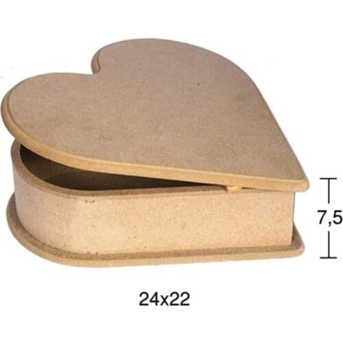 KU235 Small Hinged Heart Box, Can Be Painted Wood Mdf Box