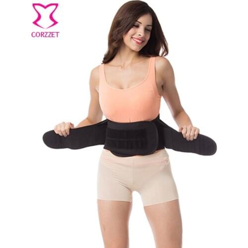 Corzzet Black Brocade Slim Belt Neoprene Waist Trimmer Faja Waist Shaper Corset Waist Trainer Xtreme Power Belt Waist Cincher