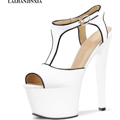 LAIJIANJINXIA New Womens Shoes Women 17CM High Heels Sandals Women Pumps Summer Autumn Big Size Peep Toe Custom Color