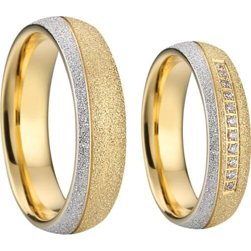 1 pair western couple wedding rings 18k gold emery plated lovers alliance titanium jewelry finger ring marriage