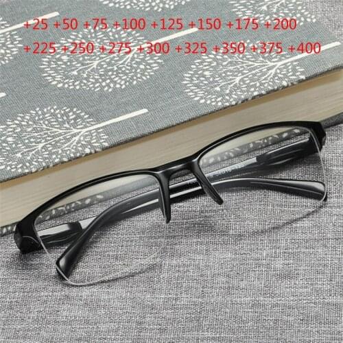 Ultralight Resin Half Frame Reading Glasses Women Men Anti-fatigue Black Frame Eye Glasses Magnifier 0.5 +0.75 +1.0 To +4.0