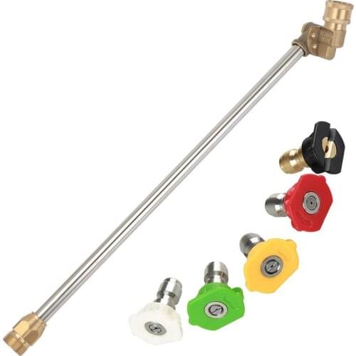 Pressure Washer Wand With Adjustable Angle Nozzle, 16 Inch Stainless Steel Spray Lance 180 Degree With 5 Angles Quick Connect Pi