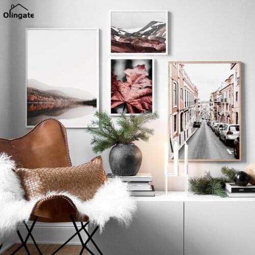 Landscape Mountain Maple Leaf Dandelion Canvas Painting Nordic Wall Art Posters and Prints Wall Pictures for Living Room Decor