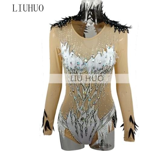 LIUHUO Figure Skating Dress Womens Girls' Ice Performance Rhythmic Gymnastics Competition Leotard Dance Ballet Black Aerobic