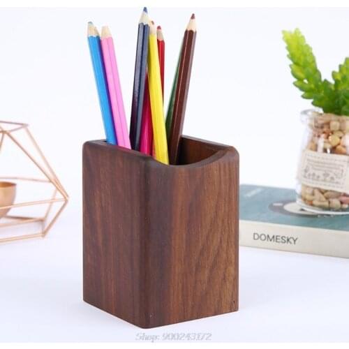 Natural Wooden Pen Pencil Holder Multiple-use Desk Organizer Storage Box Desktop Office Supplies S04 20 Dropship
